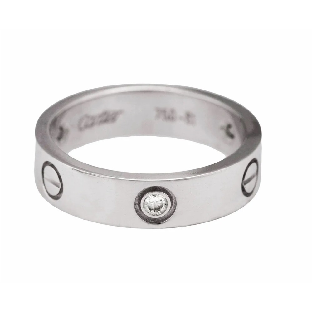 Vintage 1998 Cartier Love 3 Diamond 18K 750 White Gold Screw Band Ring Size: 61